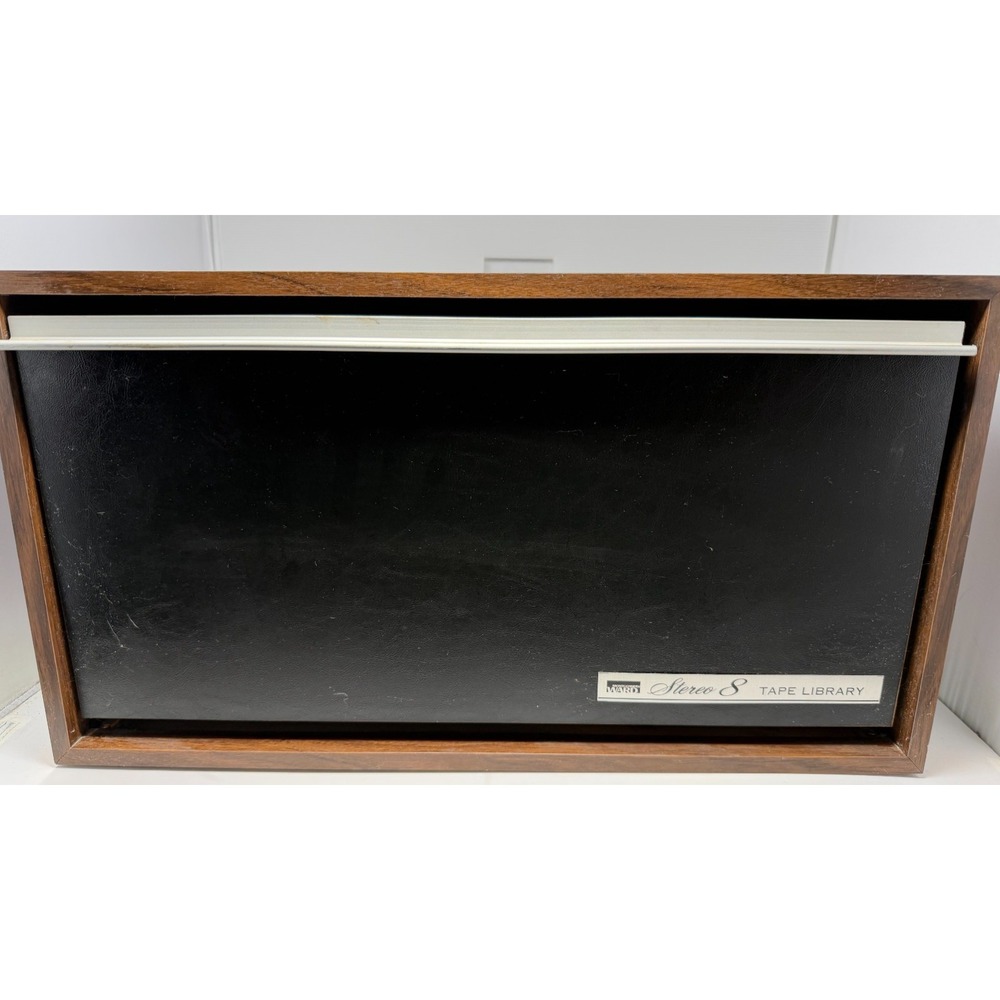 Vtg Montgomery Ward Stereo 8 Tape Library Rotating 8 Track Storage Cabinet